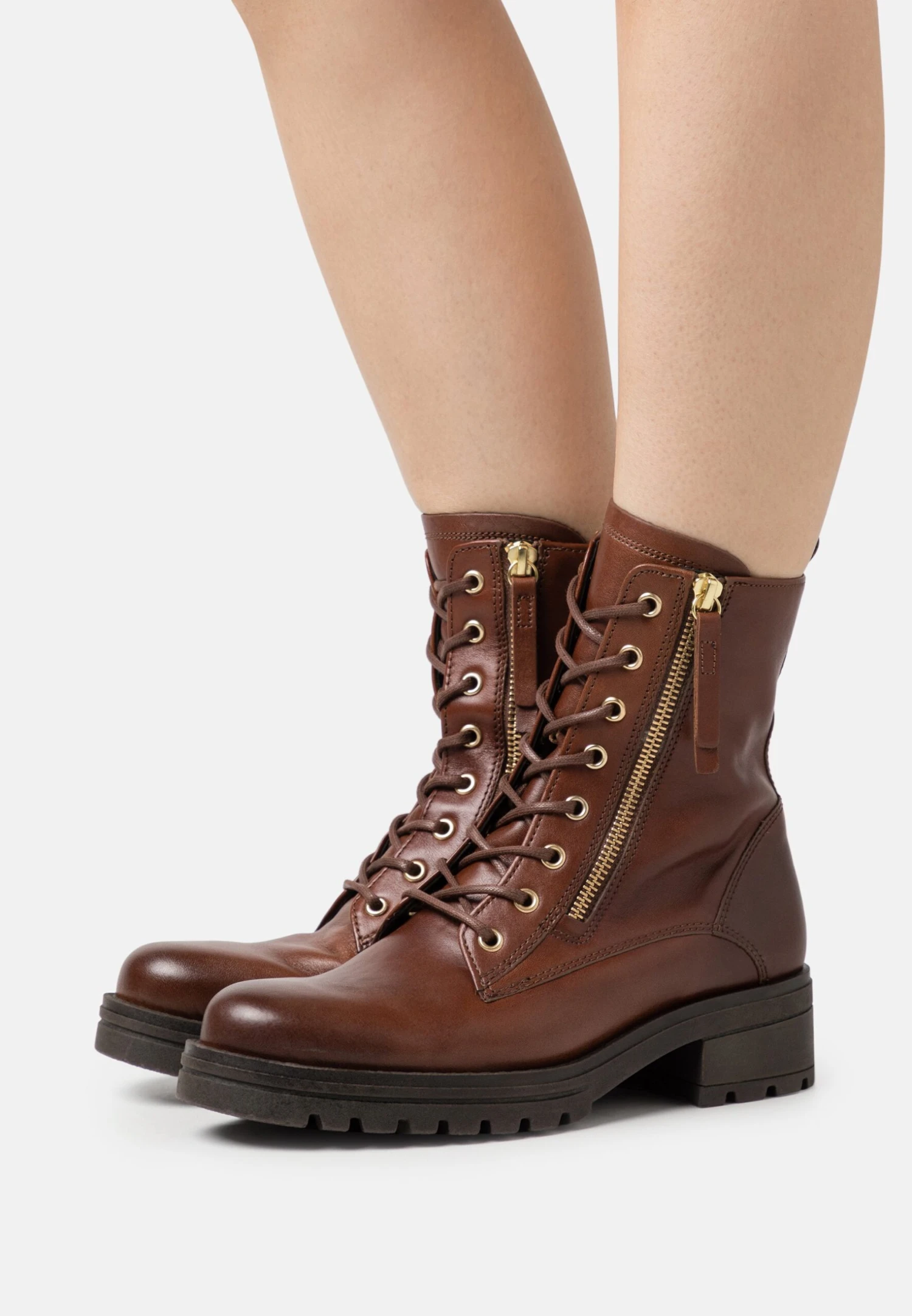 Gabor Comfort Enkellaarsjes Met Plateauzool - Sattel/Gold