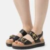 Gabor Comfort Sandalen Met Plateauzool - Schwarz/Gold