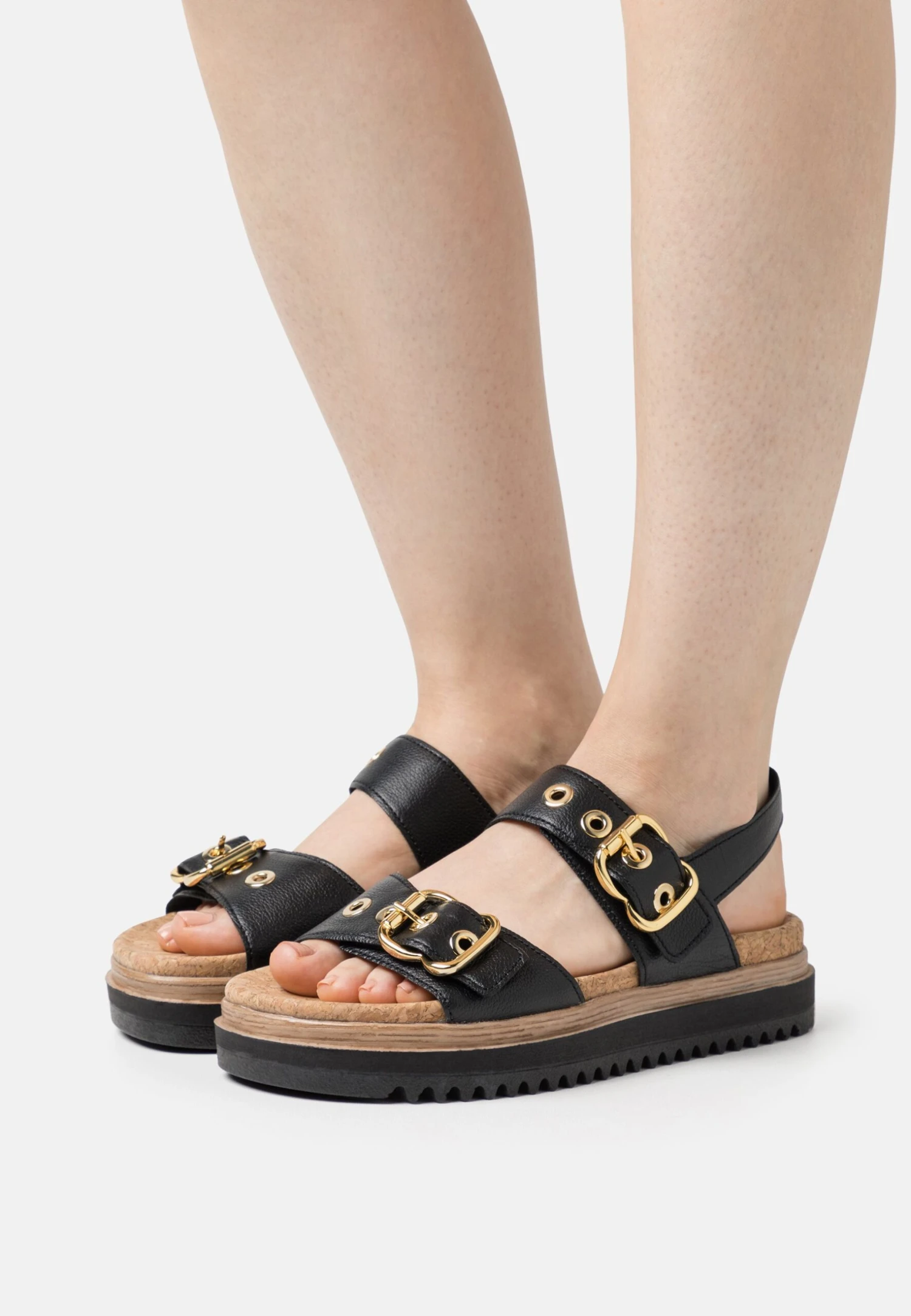 Gabor Comfort Sandalen Met Plateauzool - Schwarz/Gold 1 Gabor Comfort Sandalen Met Plateauzool - Schwarz/Gold